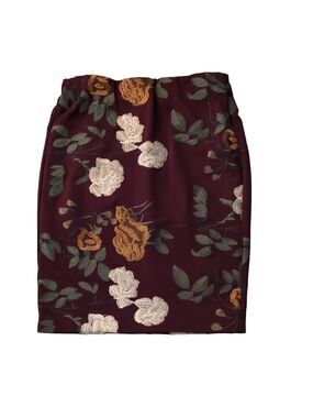 ECI New York Burgundy Floral Pencil Skirt Size 8